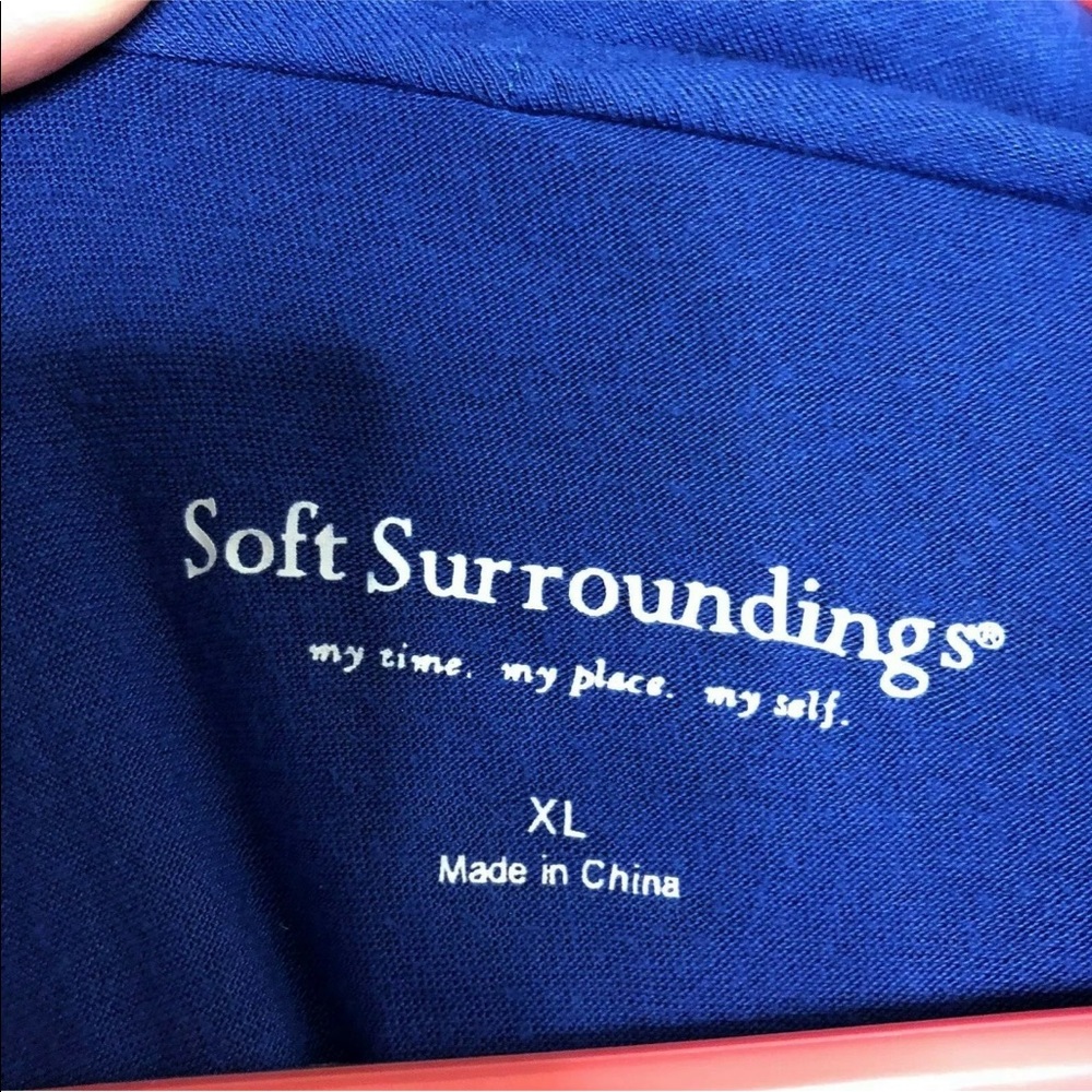 Soft Surroundings Faux Wrap Blouse SZ XL Blue Top - Picture 3 of 6